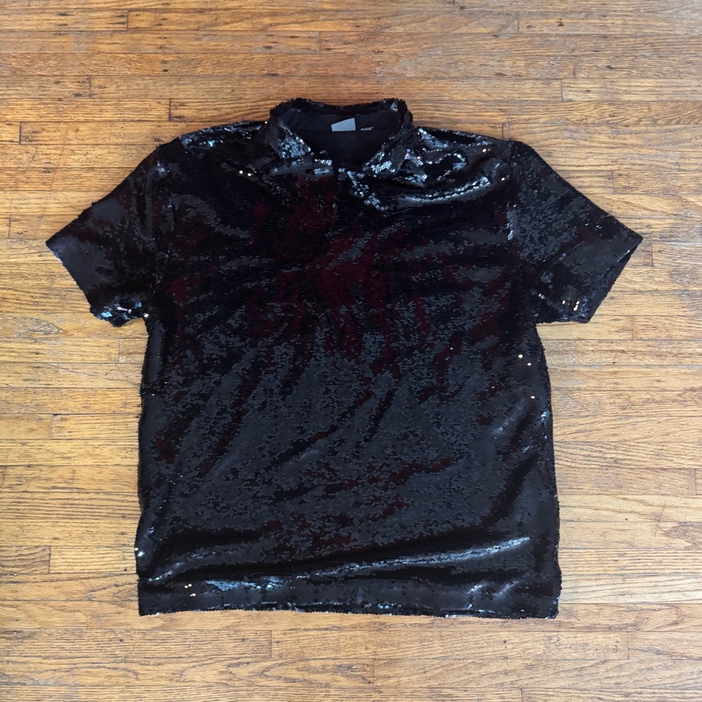 ASOS BLACK SEQUINNED POLO